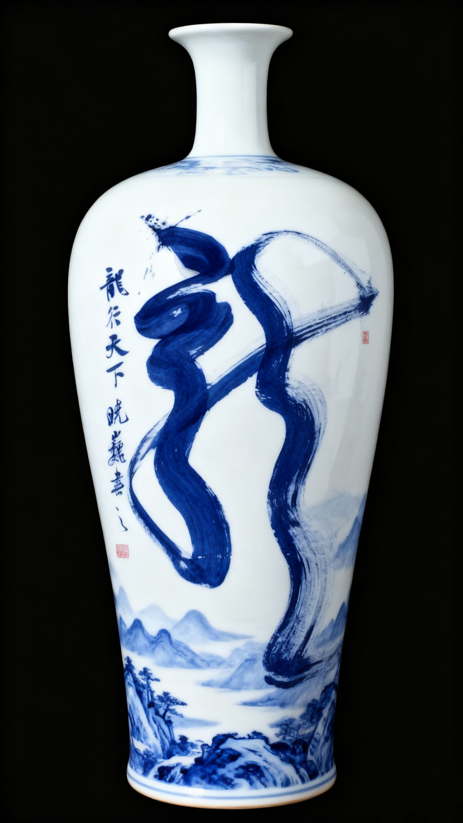 何晓巍青花瓷风格书法作品欣赏插图1